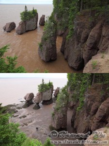 Hopewell Rocks at high and low tides